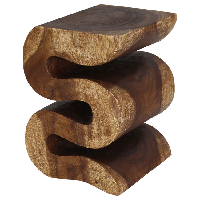 The Luxen Large Solid Wave End Table 14 x 14 x 20 in H Walnut