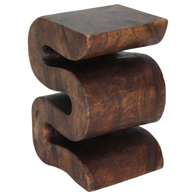 The Luxen Large Solid Wave End Table 12 x 14 x 20 in H Mocha
