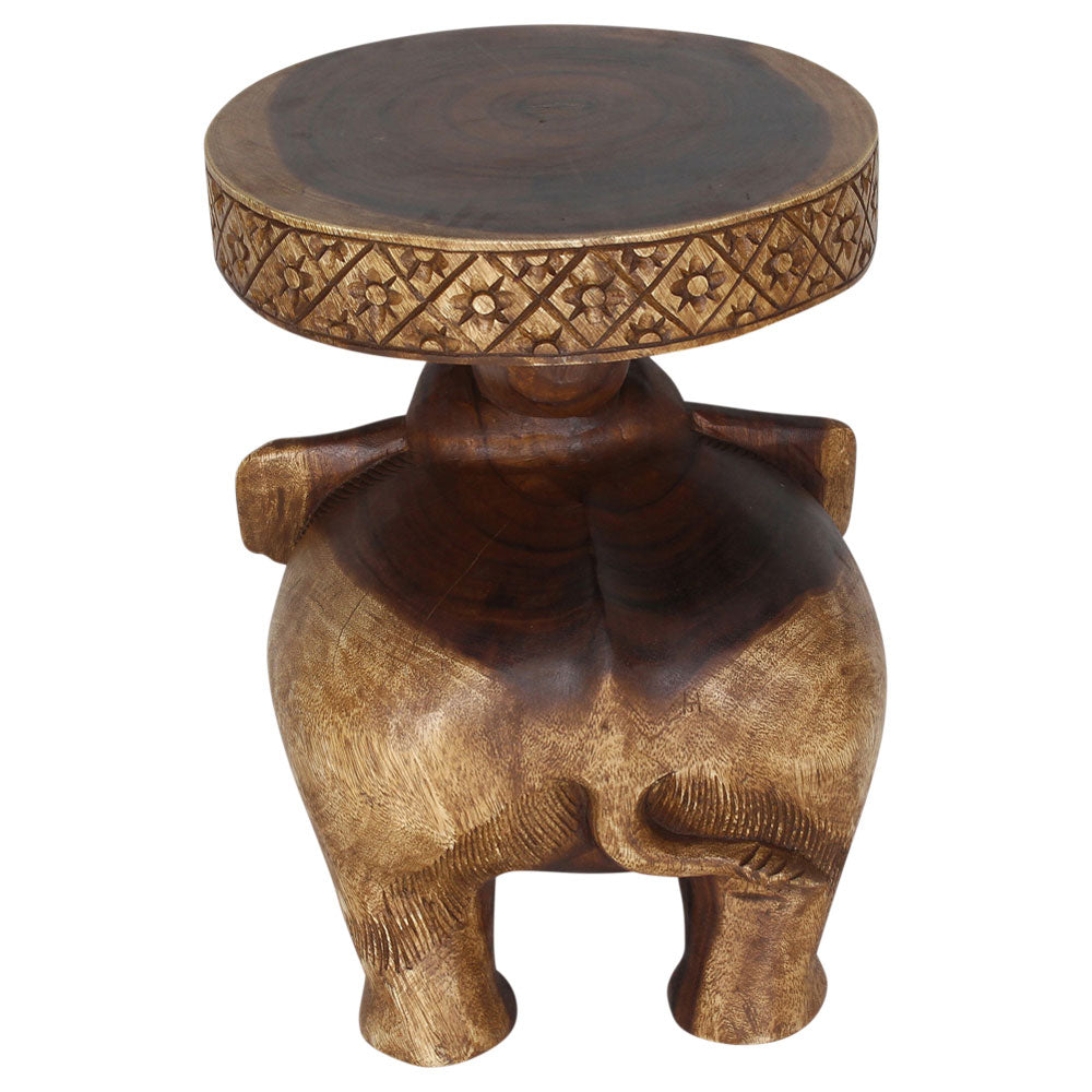 Kova Wide Roaring Elephant 15 in DIA x 20 in H Walnut