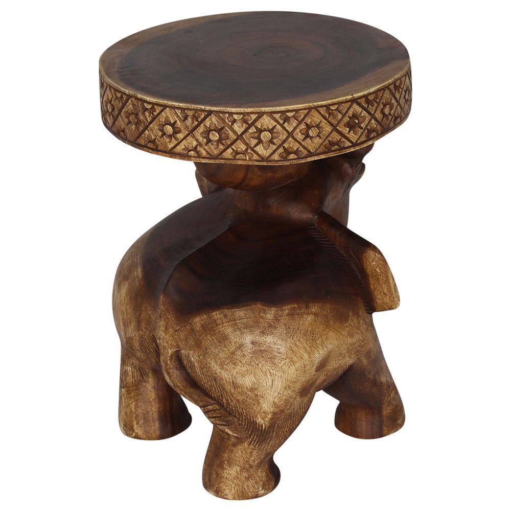 Kova Wide Roaring Elephant 15 in DIA x 20 in H Walnut
