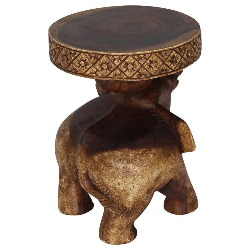 Kova Wide Roaring Elephant 15 in DIA x 20 in H Walnut