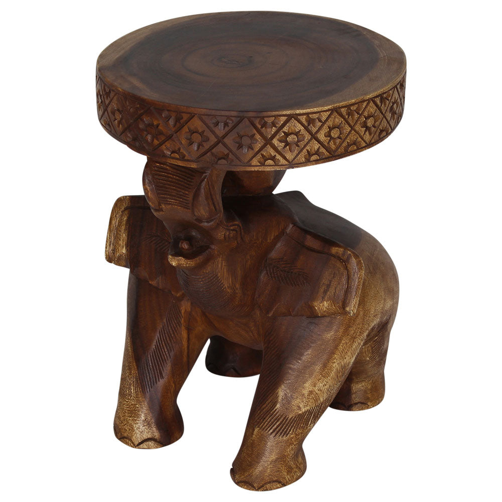 Kova Wide Roaring Elephant 15 in DIA x 20 in H Walnut