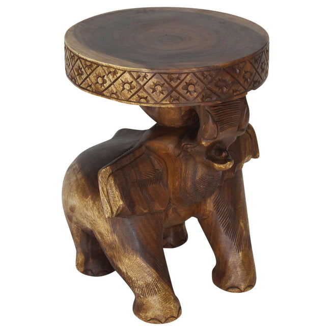Kova Wide Roaring Elephant 15 in DIA x 20 in H Walnut