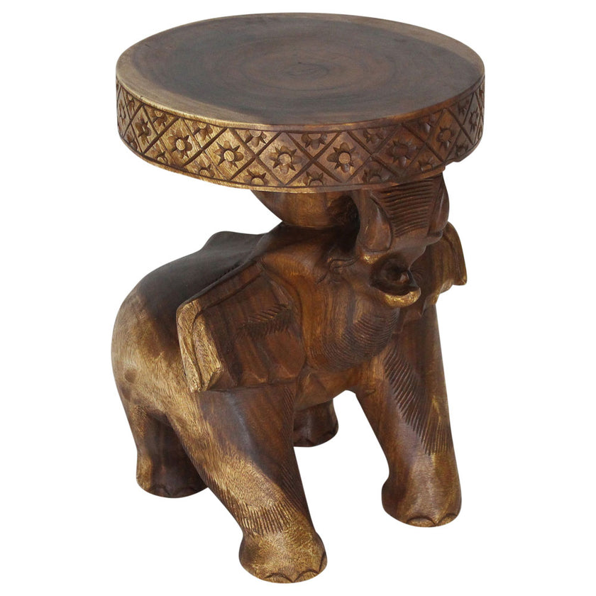 Kova Wide Roaring Elephant 15 in DIA x 20 in H Walnut