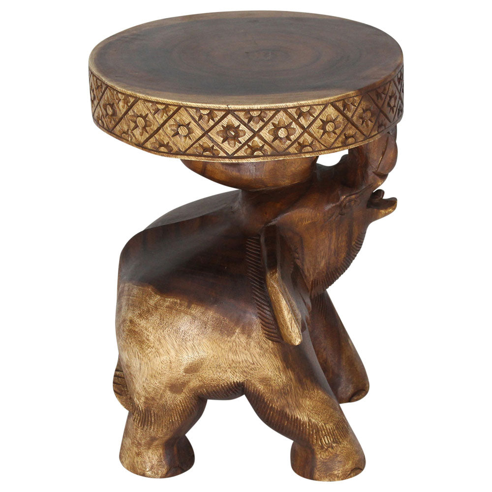 Kova Wide Roaring Elephant 15 in DIA x 20 in H Walnut