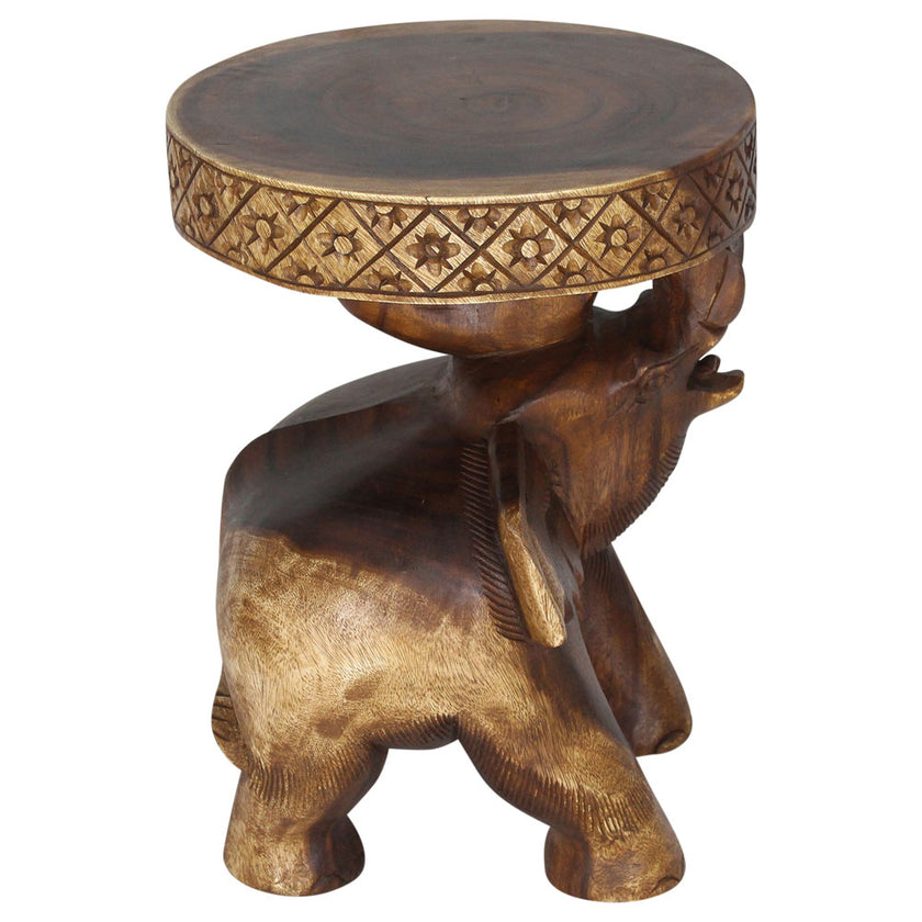 Kova Wide Roaring Elephant 15 in DIA x 20 in H Walnut