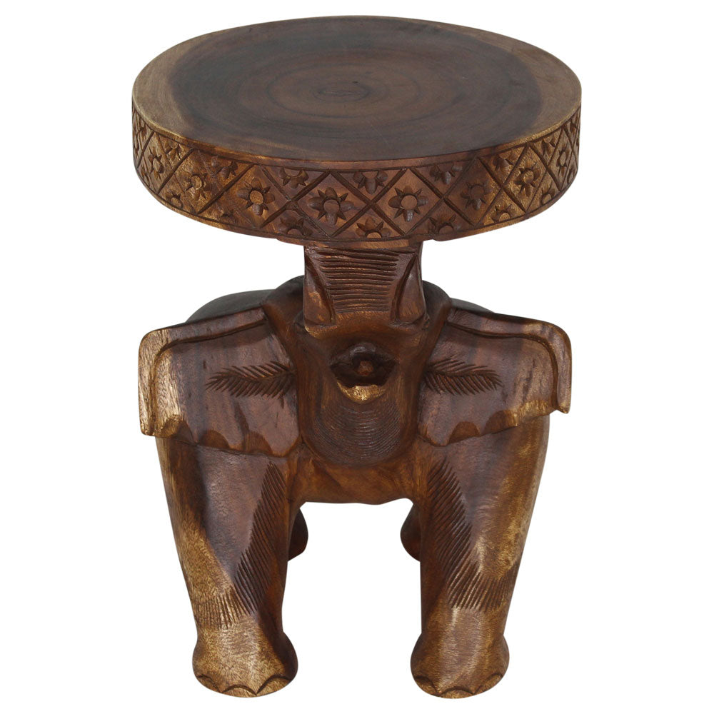 Kova Wide Roaring Elephant 15 in DIA x 20 in H Walnut