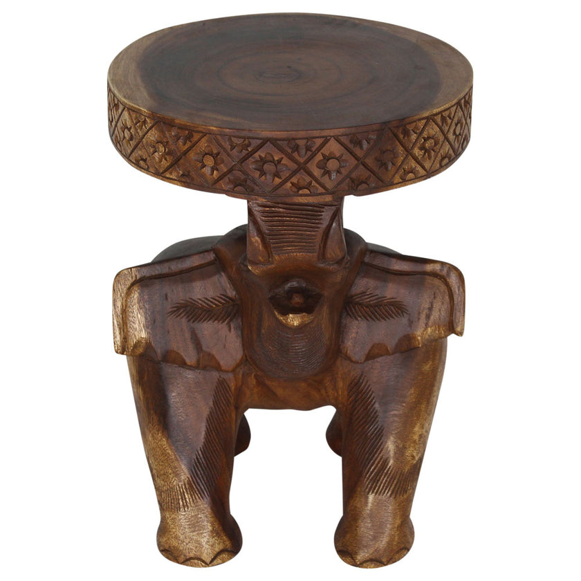 Kova Wide Roaring Elephant 15 in DIA x 20 in H Walnut