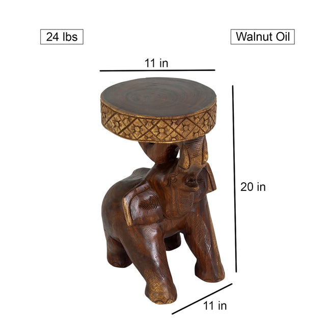 Kova Roaring Elephant 11 in DIA x 20 in H Walnut