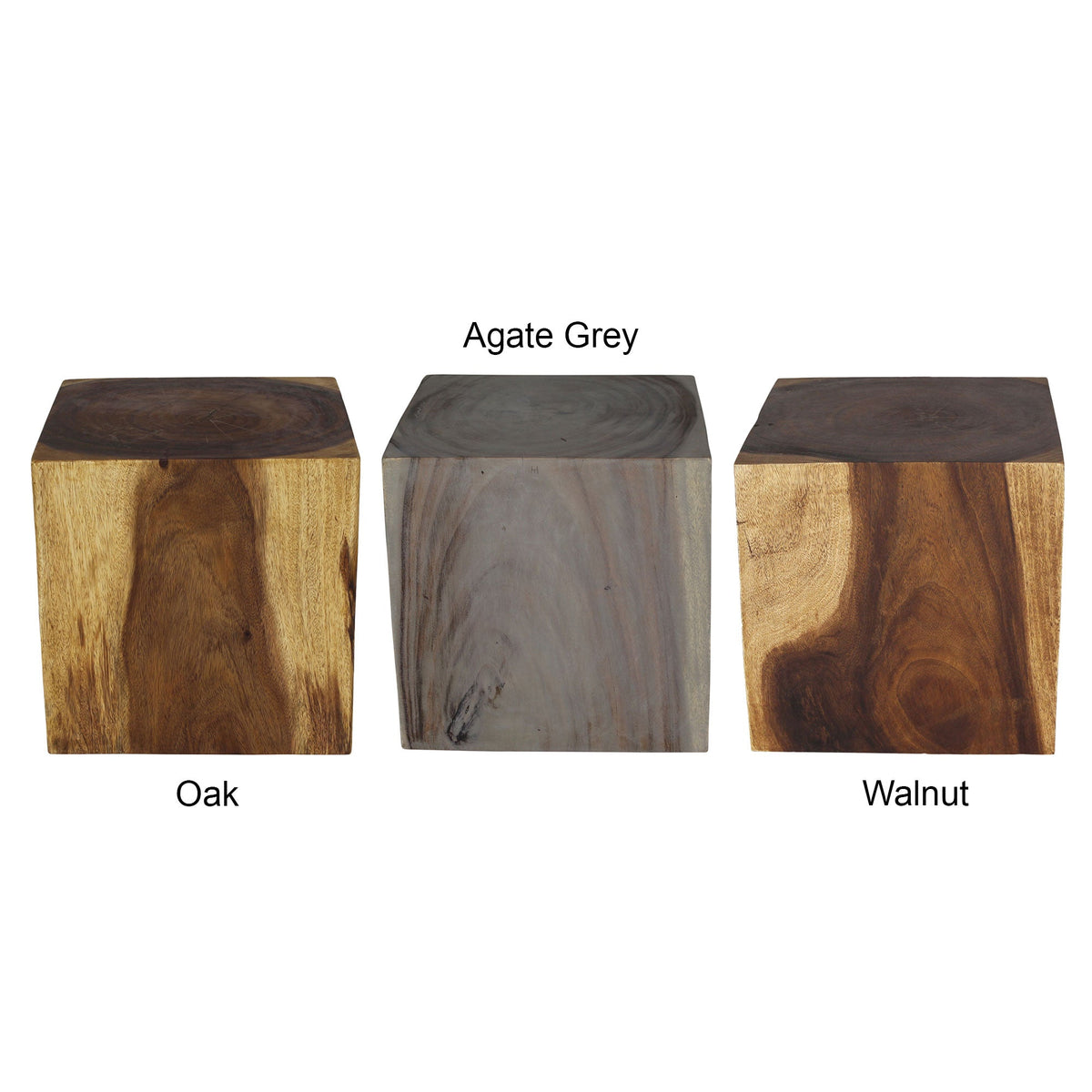 The Thera Solid Wood Cube End Table 18 in H Oak