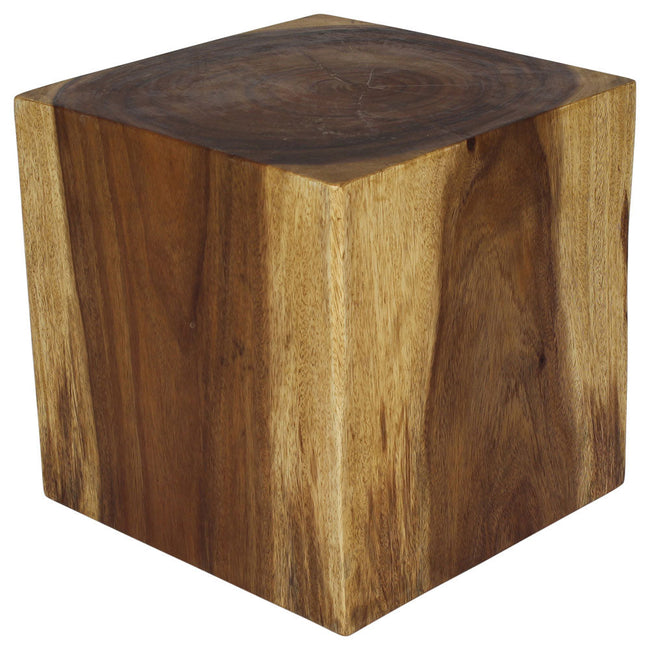The Thera Solid Wood Cube End Table 18 in H Oak
