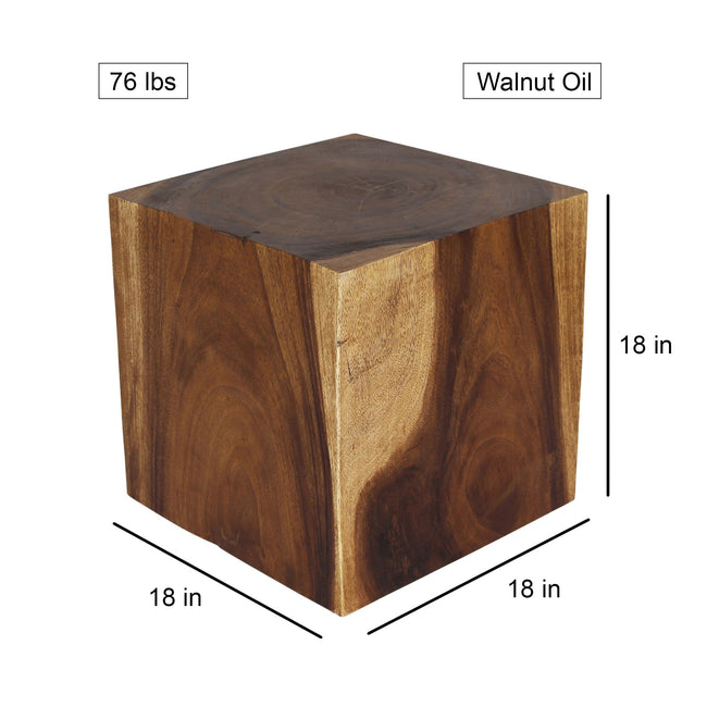 The Thera Solid Wood Cube End Table 18 in H Walnut