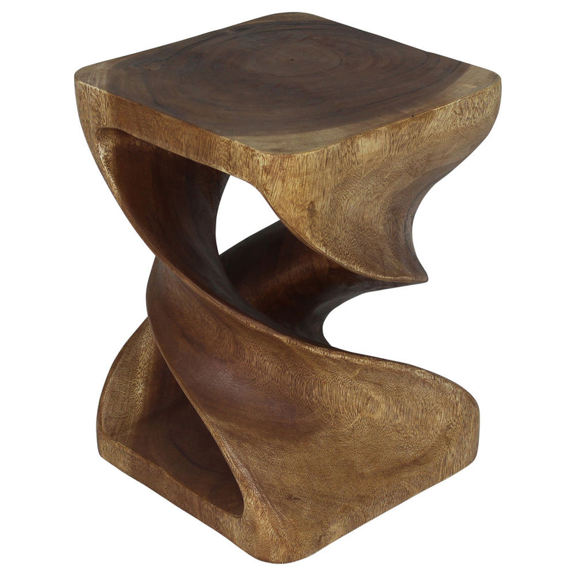 Elmare large flowing solid end table - hand finished solid wood accent table view 1