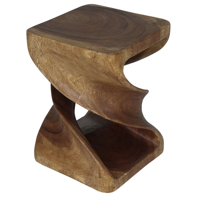 The Elmare Large Flowing Solid Wood End Table 15 x 15 x 20 in H Walnut