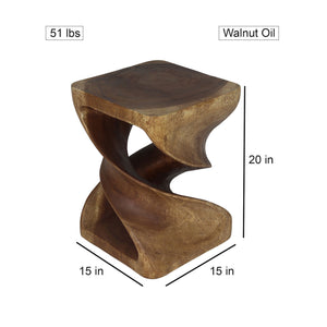 Elmare Large Flowing Solid End Table  15 x 15 x 20 in H Walnut