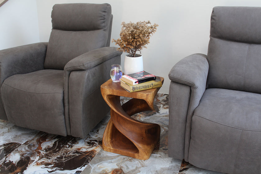 Elmare Large Flowing Solid End Table  15 x 15 x 20 in H Walnut