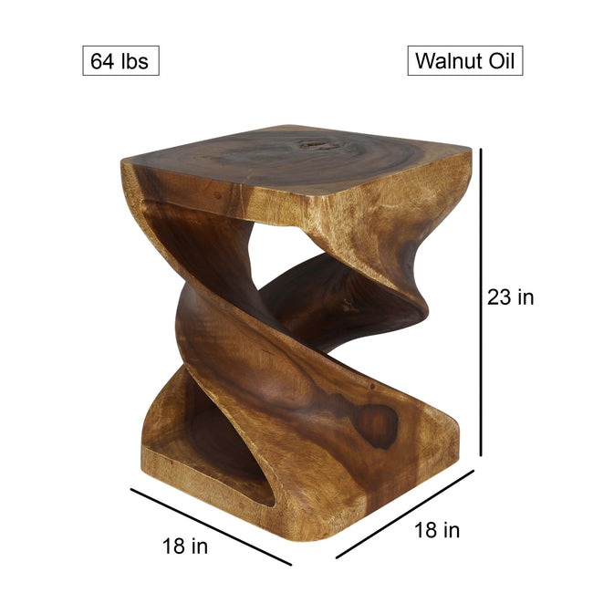 Elmare Large Flowing Solid End Table 18 x 18 x 23 in H Walnut