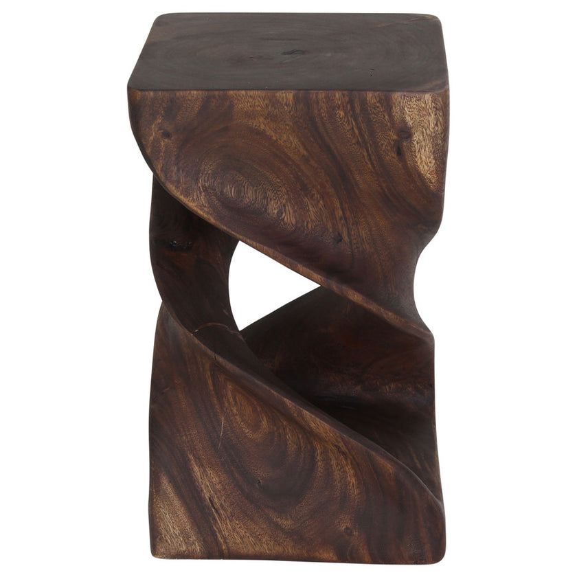 Solen Double Twisted End Table 12 in SQ x 20 in H Mocha