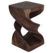 Solen Double Twisted End Table 12 in SQ x 20 in H Mocha