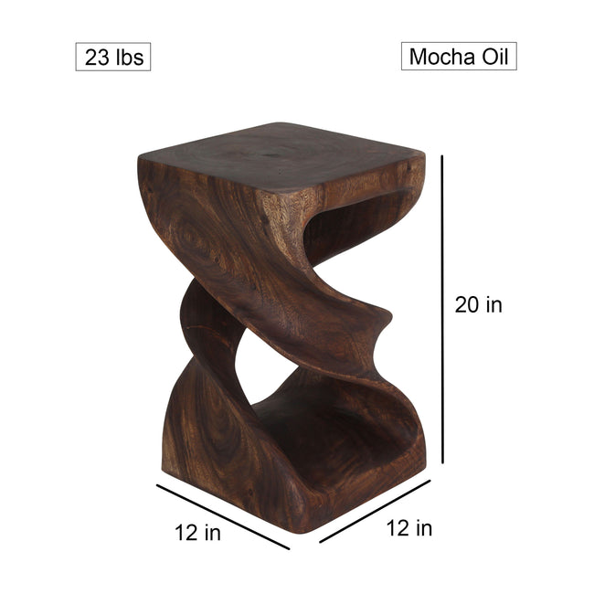 Solen Double Twisted End Table 12 in SQ x 20 in H Mocha