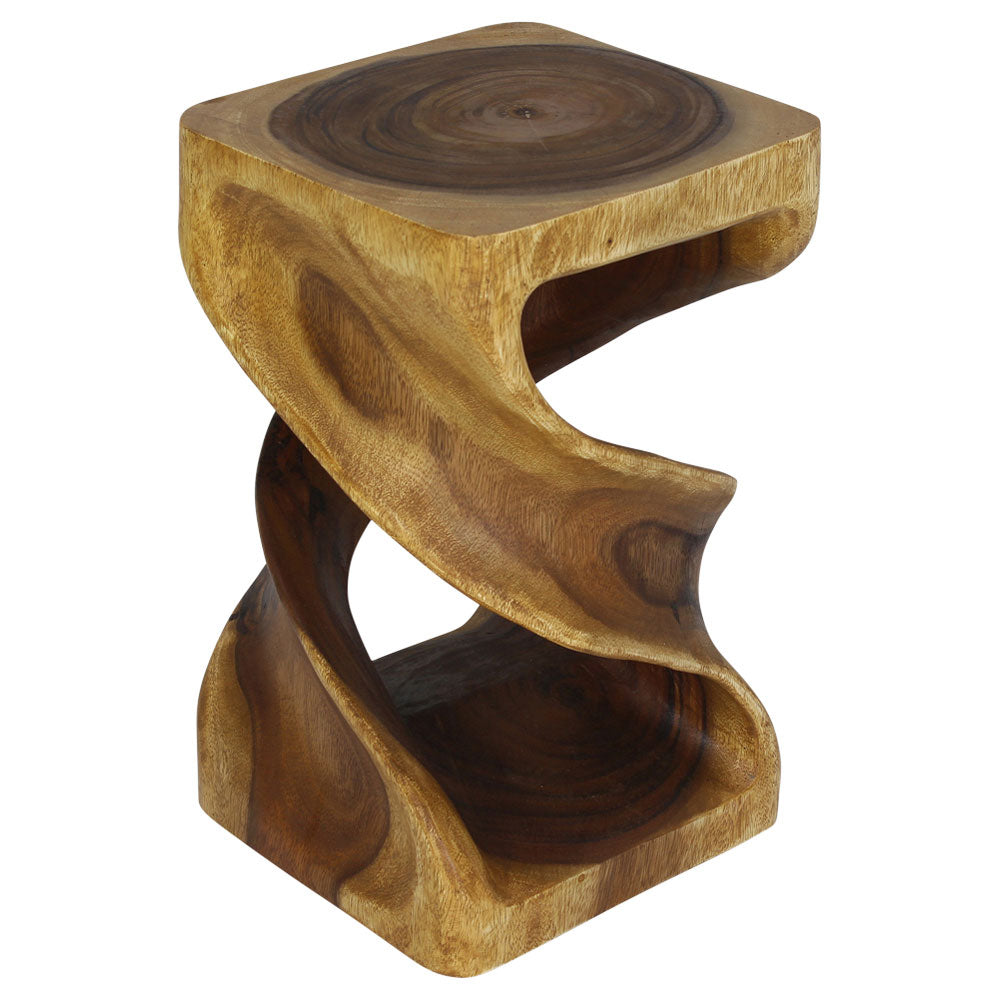 Solen Double Twisted End Table 12 in SQ x 20 in H Oak