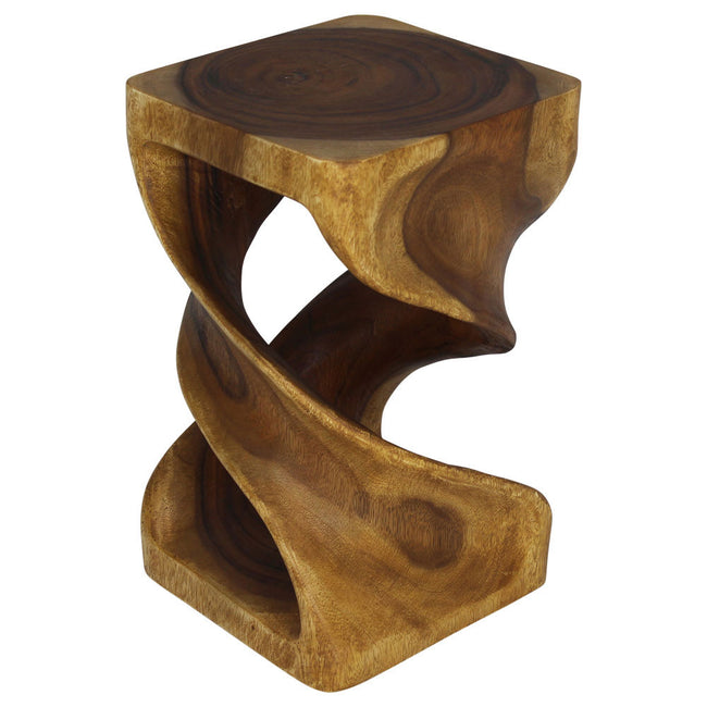 Solen Double Twisted End Table 12 in SQ x 20 in H Oak