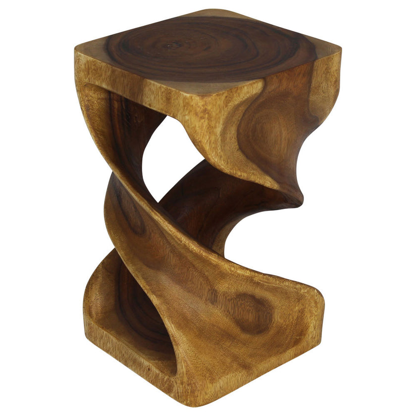 Solen Double Twisted End Table 12 in SQ x 20 in H Oak