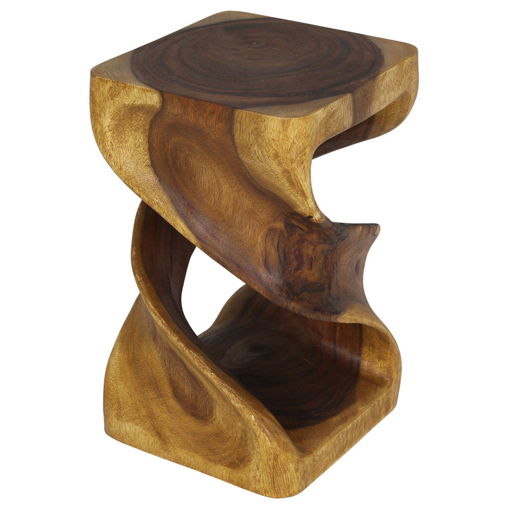 Solen Double Twisted End Table 12 in SQ x 20 in H Oak