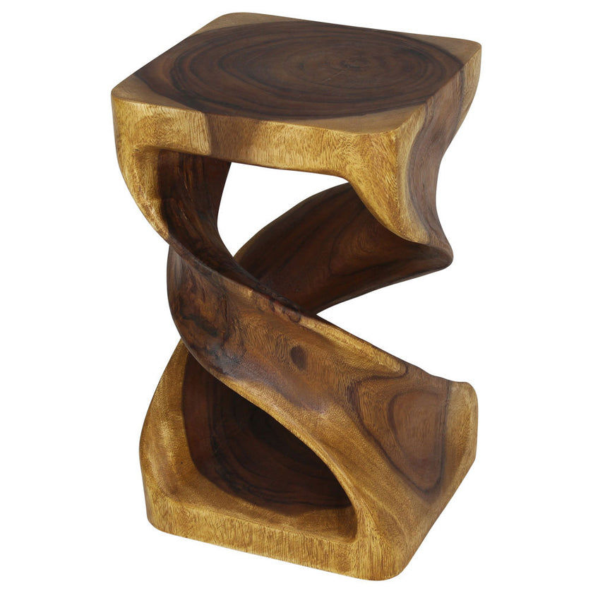 Solen Double Twisted End Table 12 in SQ x 20 in H Oak
