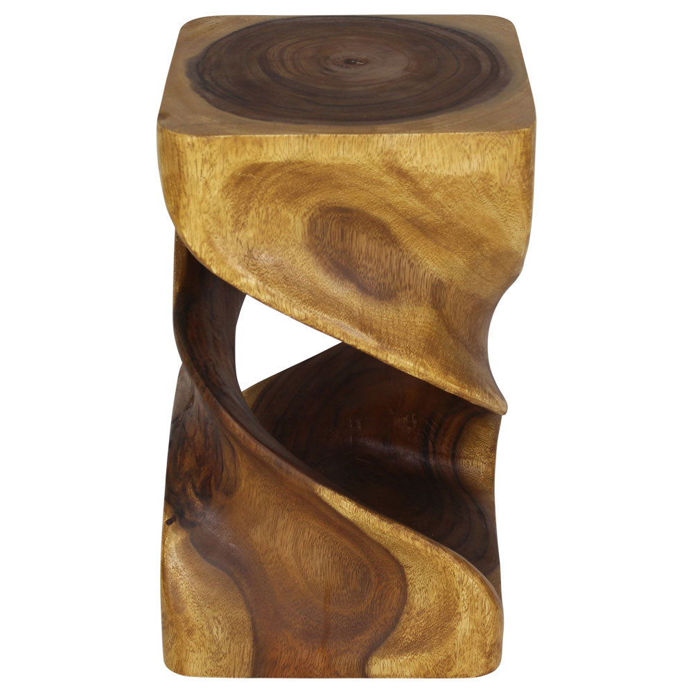 Solen Double Twisted End Table 12 in SQ x 20 in H Oak
