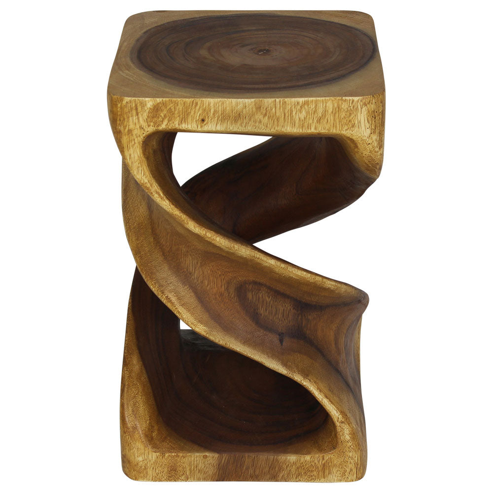 Solen Double Twisted End Table 12 in SQ x 20 in H Oak