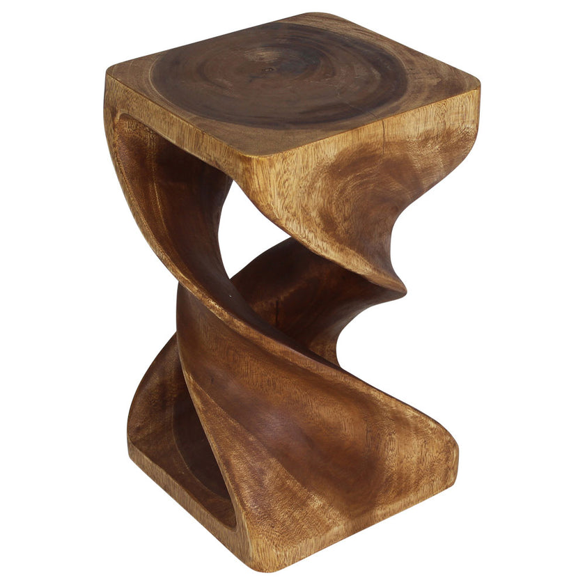 Solen Double Twisted End Table 12 in SQ x 20 in H Walnut