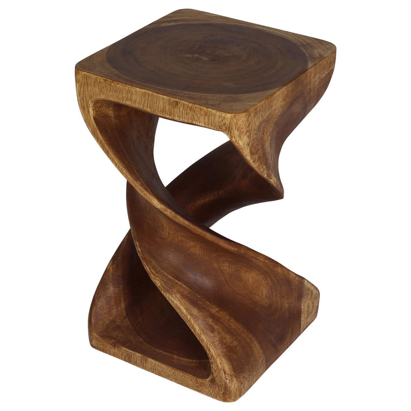 Solen Double Twisted End Table 12 in SQ x 20 in H Walnut