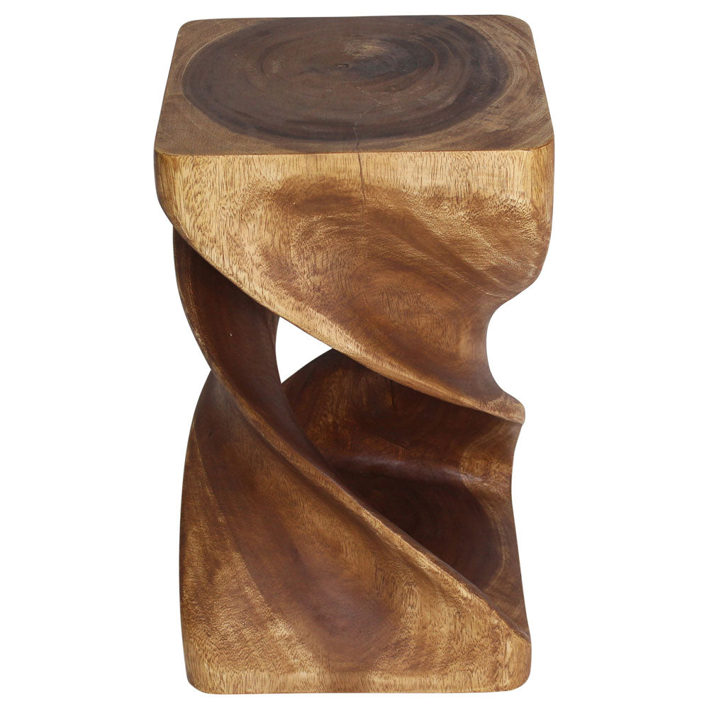 Solen Double Twisted End Table 12 in SQ x 20 in H Walnut