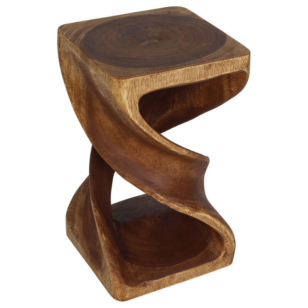 Solen Double Twisted End Table 12 in SQ x 20 in H Walnut