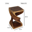 Solen Double Twisted End Table 12 in SQ x 20 in H Walnut