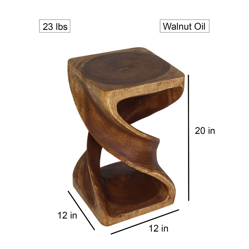 Solen Double Twisted End Table 12 in SQ x 20 in H Walnut