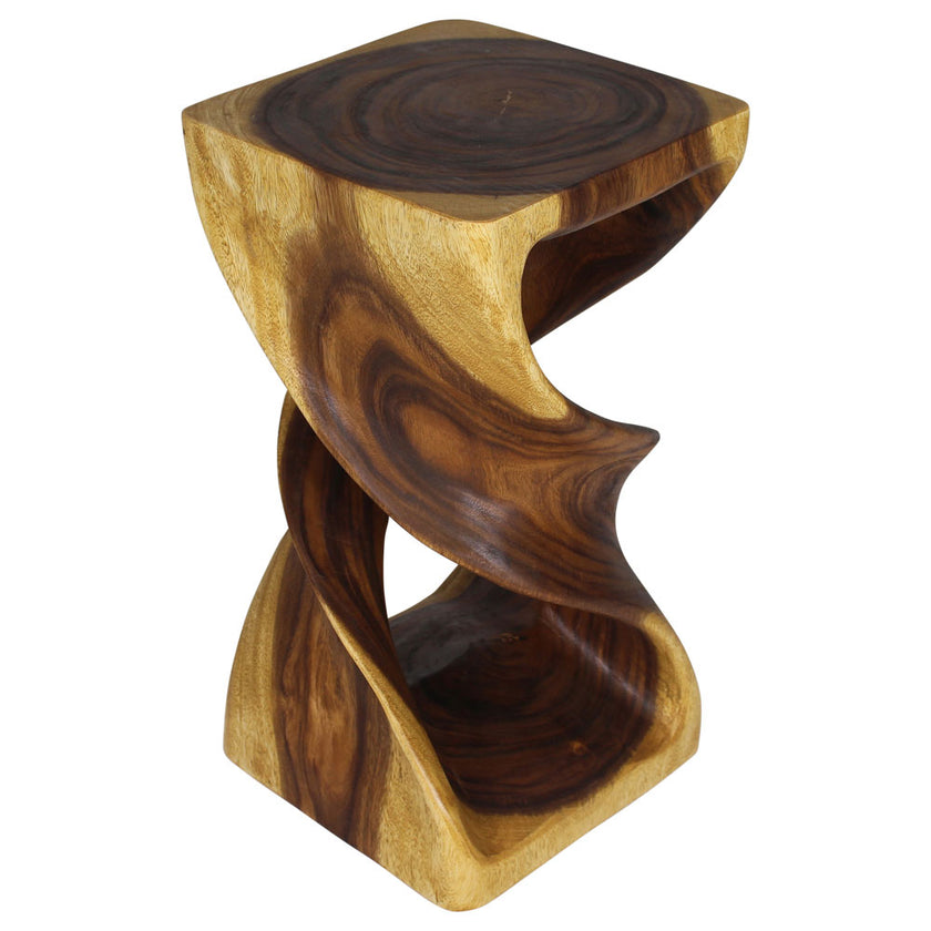 Solen Double Twisted End Table 12 in SQ x 23 in H Oak