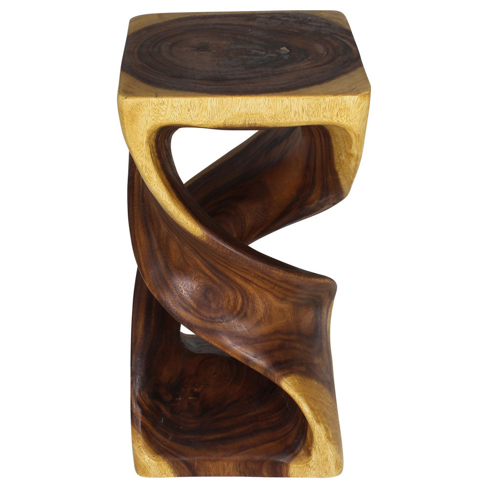 Solen Double Twisted End Table 12 in SQ x 23 in H Oak