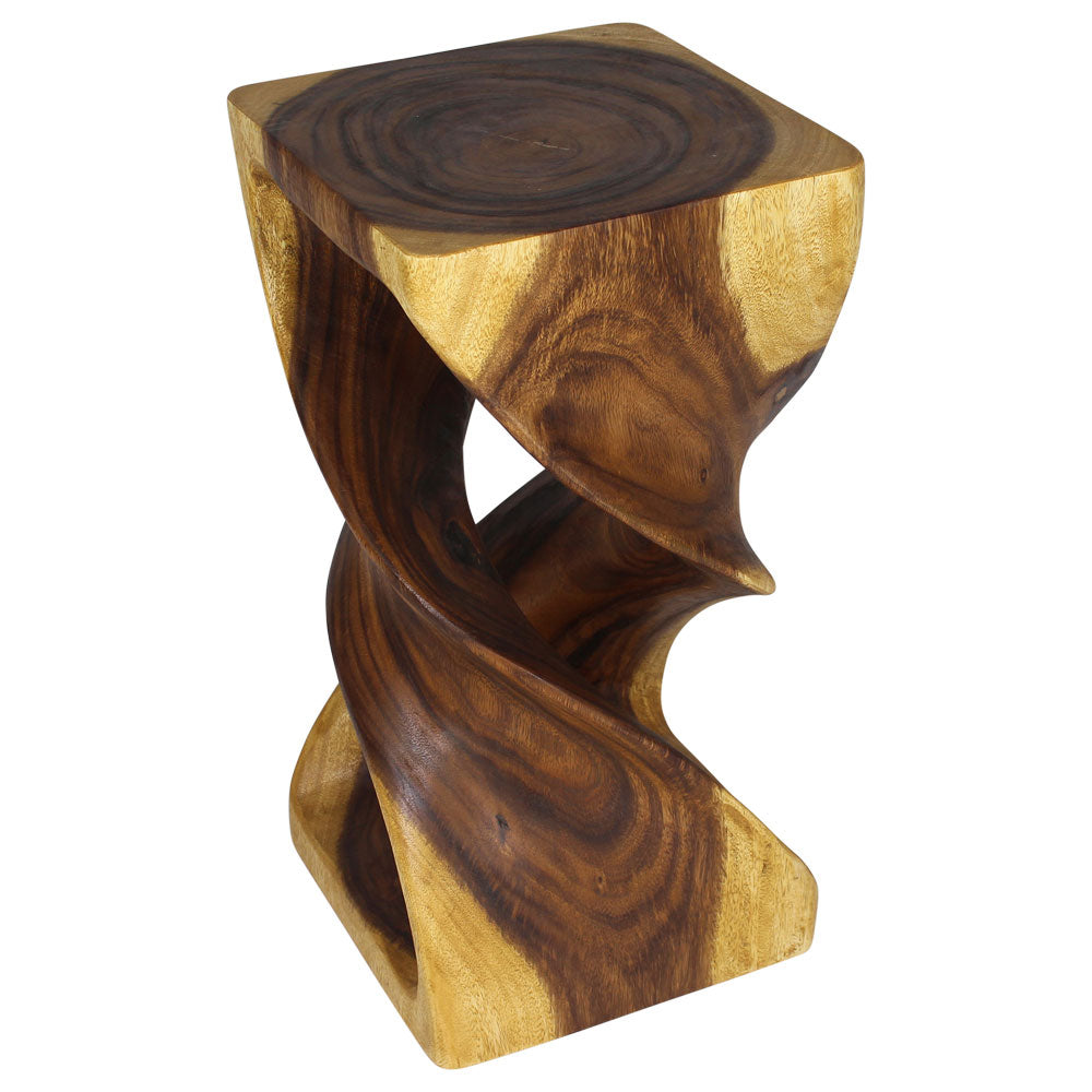 Solen Double Twisted End Table 12 in SQ x 23 in H Oak