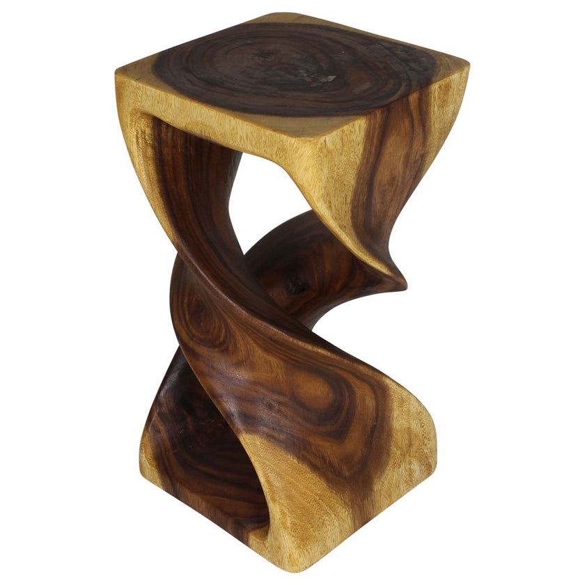 Solen Double Twisted End Table 12 in SQ x 23 in H Oak