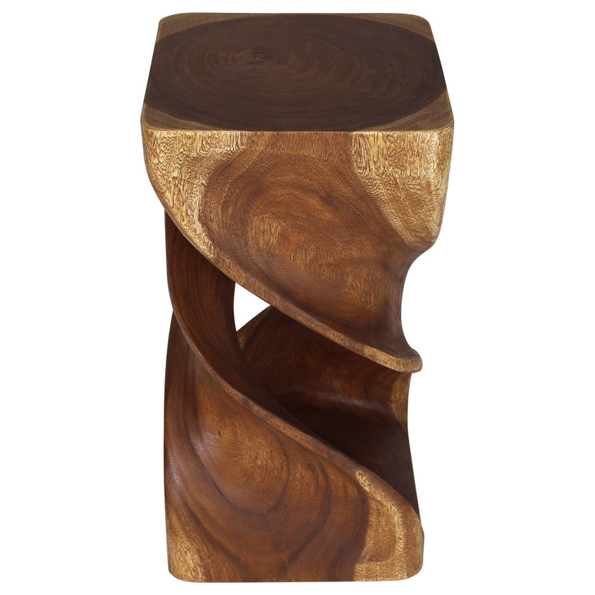 Solen Double Twisted End Table 12 in SQ x 23 in H Walnut