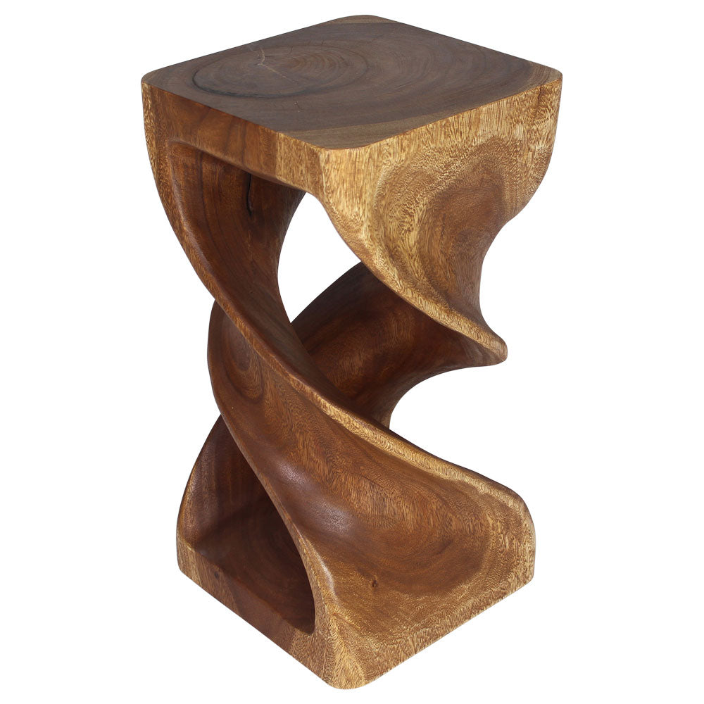 Solen Double Twisted End Table 12 in SQ x 23 in H Walnut
