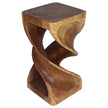 Solen Double Twisted End Table 12 in SQ x 23 in H Walnut