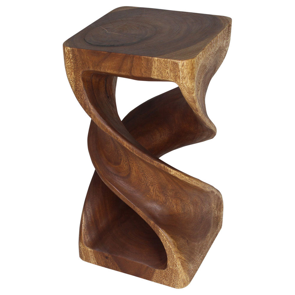 Solen Double Twisted End Table 12 in SQ x 23 in H Walnut