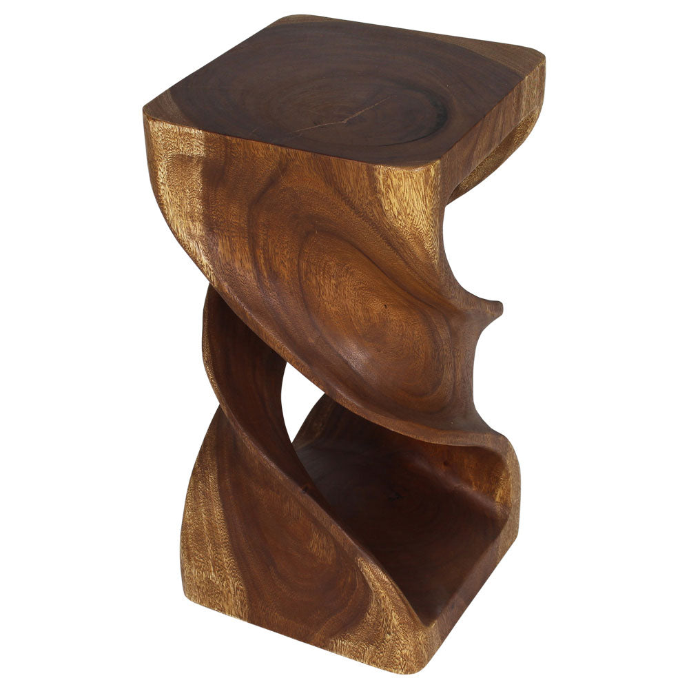 Solen Double Twisted End Table 12 in SQ x 23 in H Walnut