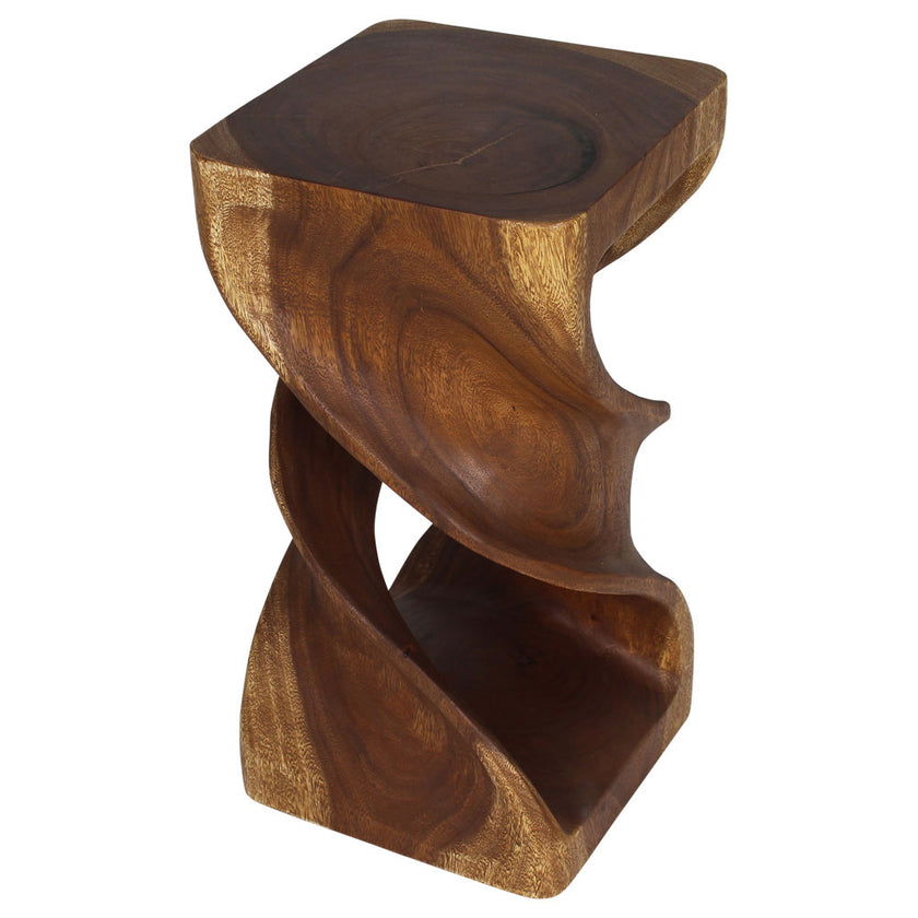 Solen Double Twisted End Table 12 in SQ x 23 in H Walnut