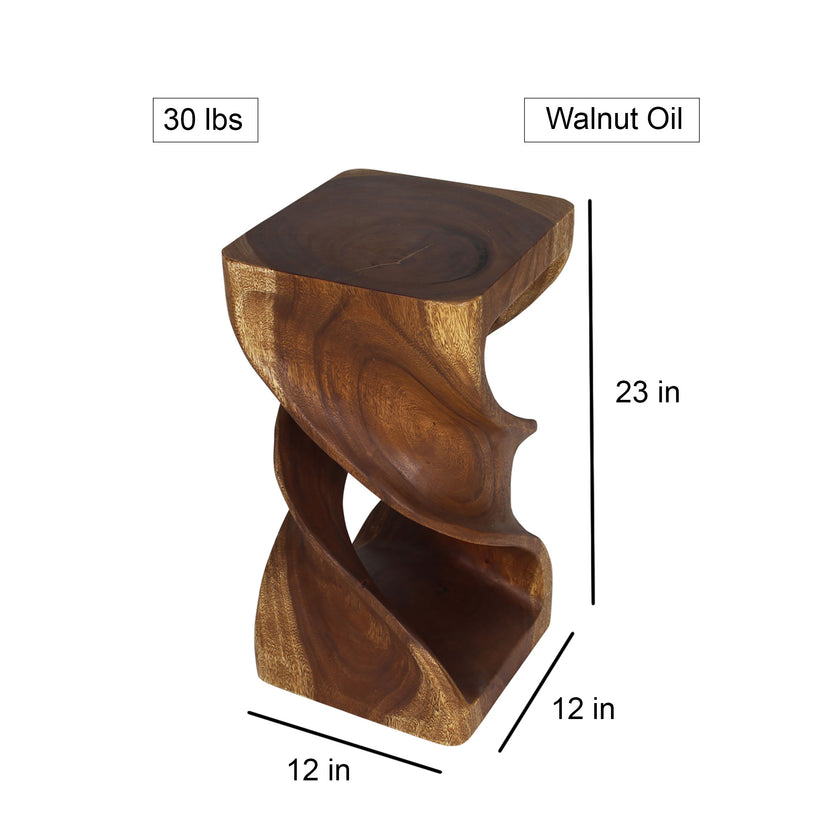 Solen Double Twisted End Table 12 in SQ x 23 in H Walnut
