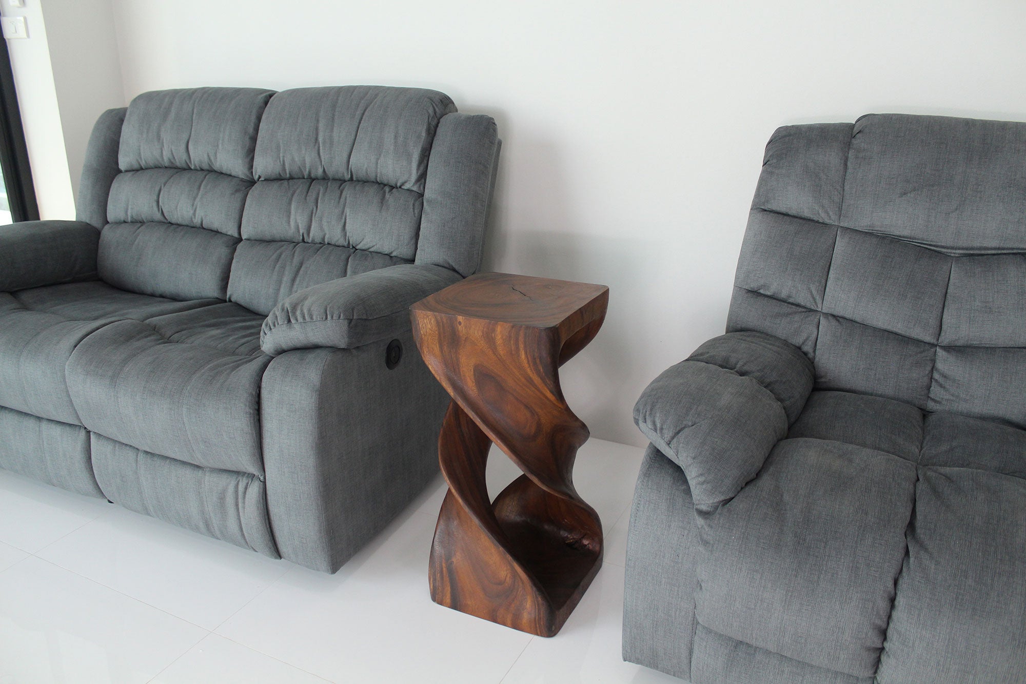 Solen Double Twisted End Table 12 in SQ x 26 in H Walnut