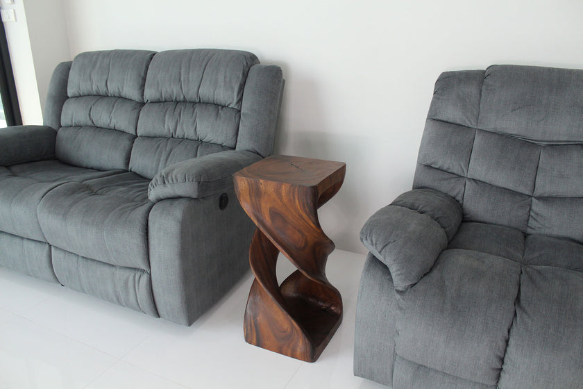 Solen Double Twisted End Table 12 in SQ x 26 in H Walnut